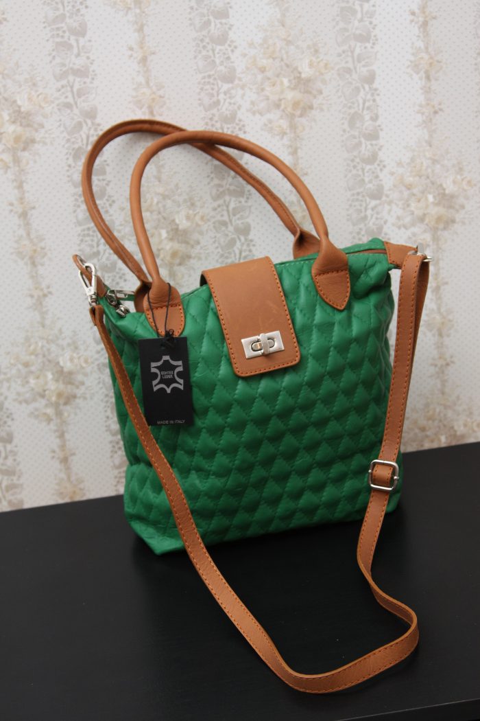 Handtasche Damen - Lederhandtasche grün – Bild 2