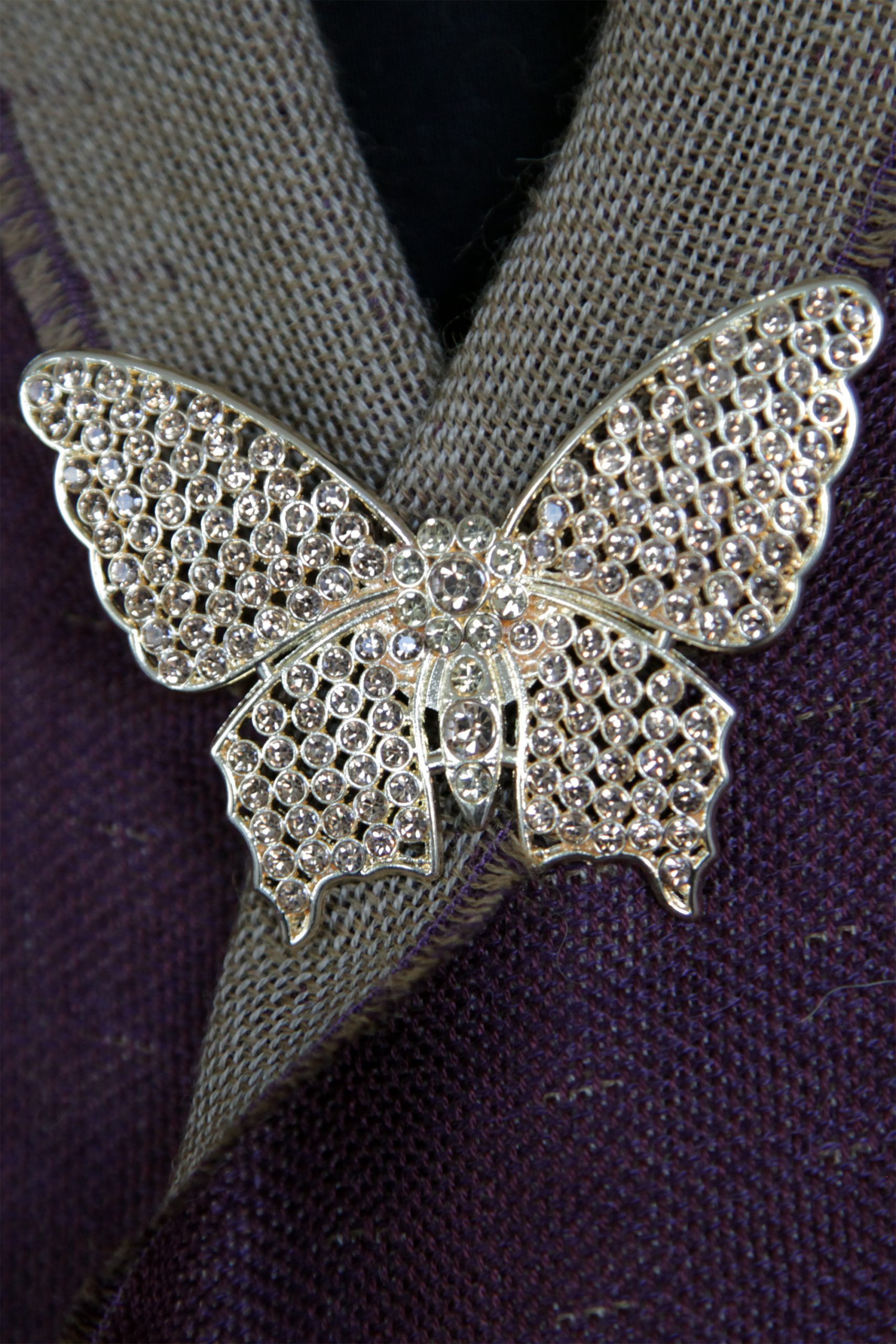 Moderne Metallbrosche Schmetterling goldfarben – Bild 2