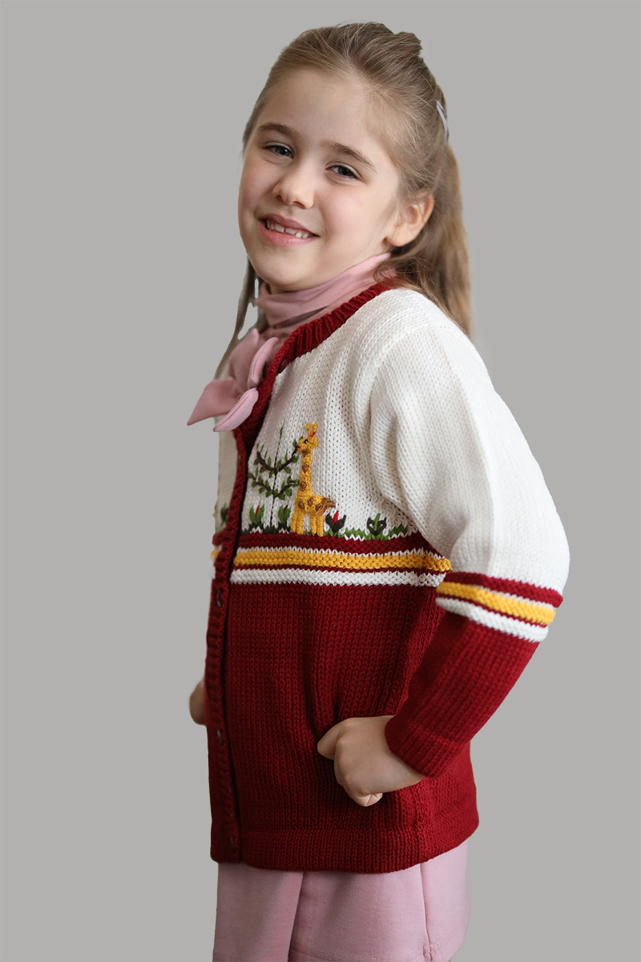 Kinder Strickjacke Giraffe aus Baumwolle – Bild 2