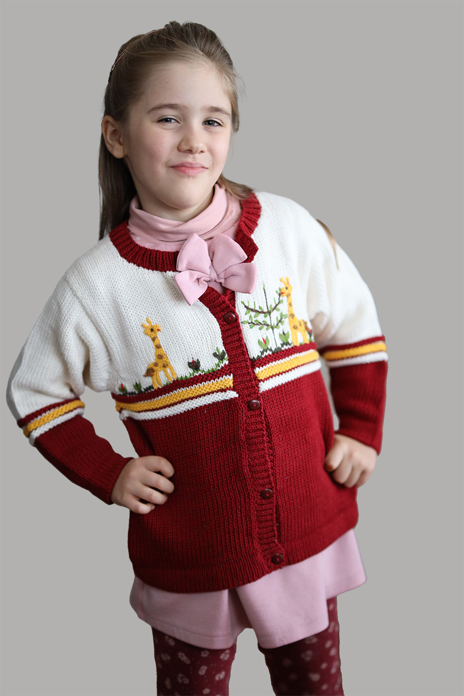 Kinder Strickjacke Giraffe aus Baumwolle