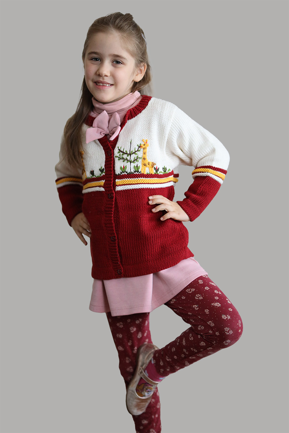 Kinder Strickjacke Giraffe aus Baumwolle – Bild 5