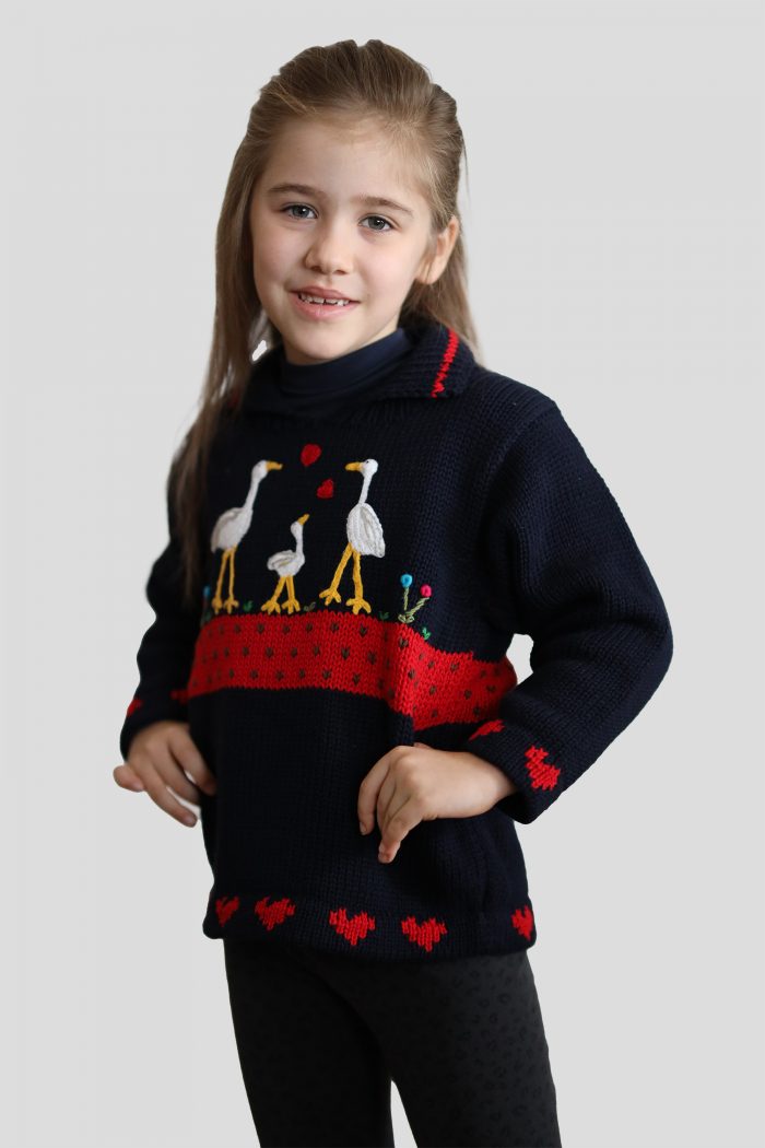 Kinderpullover Storchenfamilie, Baumwolle – Bild 3