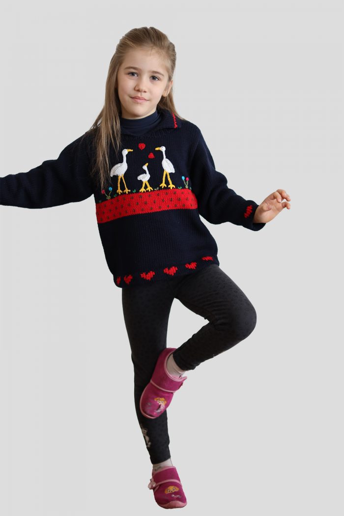 Kinderpullover Storchenfamilie, Baumwolle – Bild 5