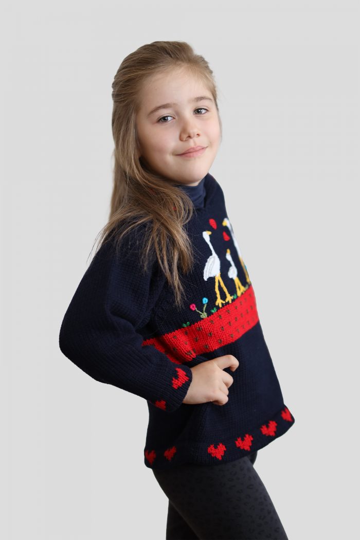 Kinderpullover Storchenfamilie, Baumwolle – Bild 2