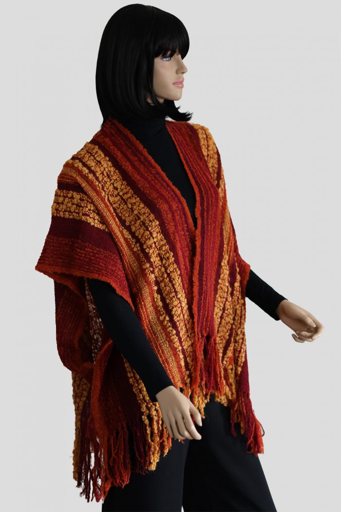 Baby Alpaka Cape Bouclé-Garn, Orange und Rot – Bild 3