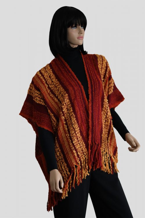 Baby Alpaka Cape Bouclé-Garn, Orange und Rot