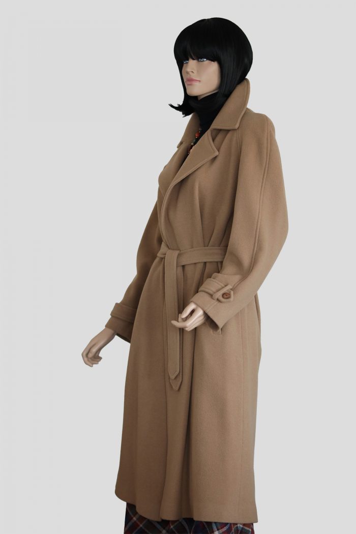 Beiger Merino Midi Damen Mantel – Bild 5