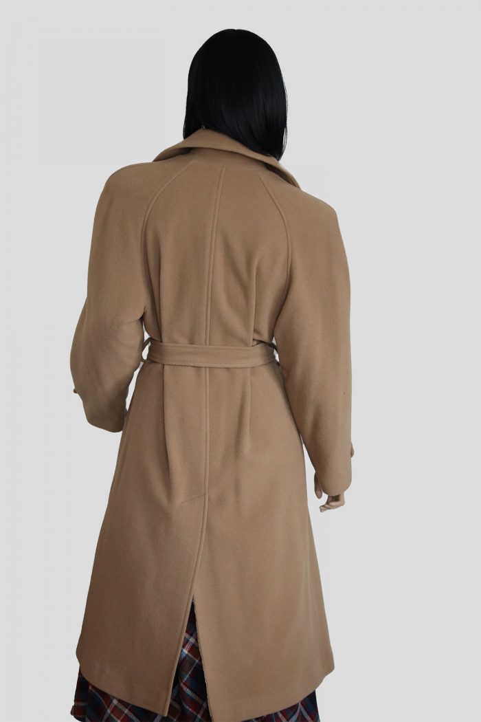 Beiger Merino Midi Damen Mantel – Bild 6