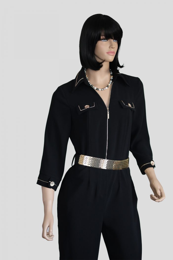 Eleganter Overall in Schwarz mit goldenen Details – Bild 7