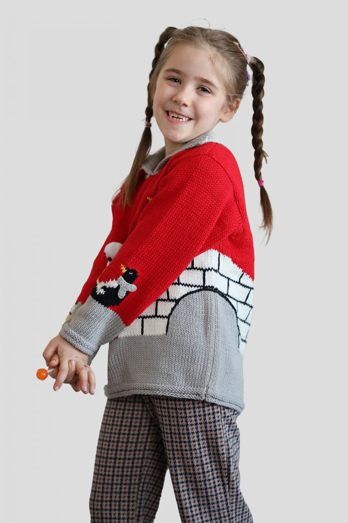 kinder-strickpullover-pinguin-rot
