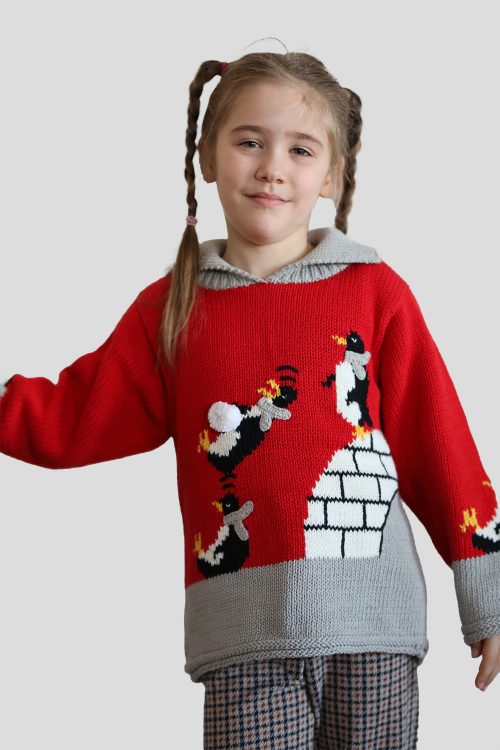 kinder-strickpullover-pinguin-rot