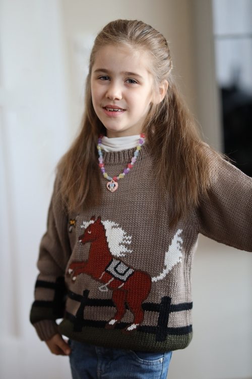 Produktbild Kinder Strickpullover Pferd aus reiner Baumwolle
