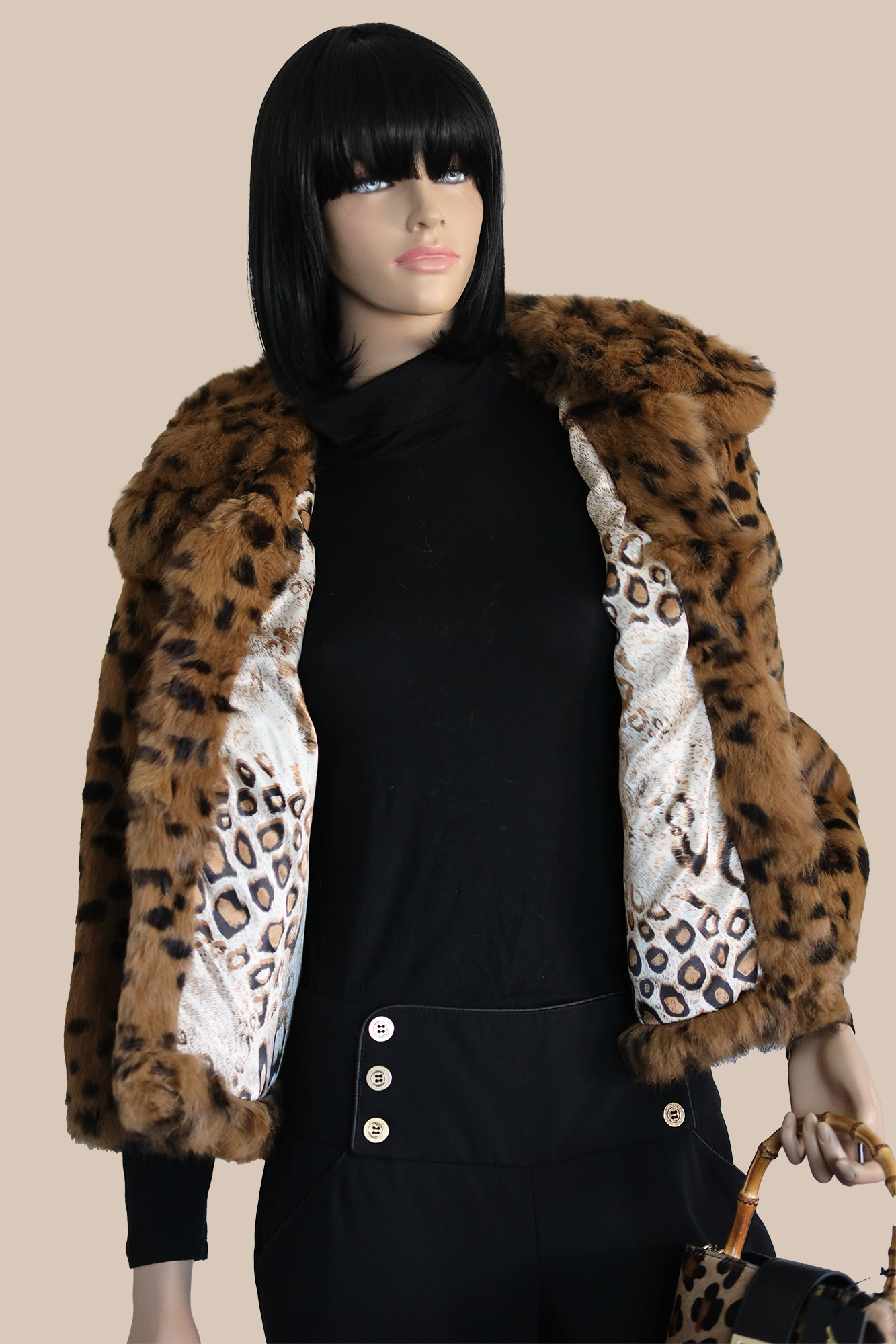 Damen Pelzjacke in Leopardenmuster - Arias De Petri, Echtpelz