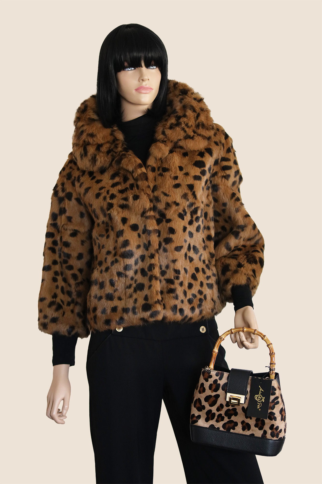 Exklusive Damen Pelzjacke in Leopardenoptik - Arias De Petri Echtpelz