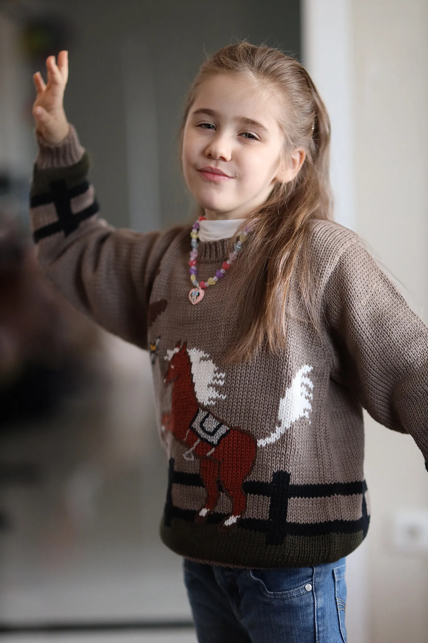 Kinder Strickpullover "Springendes Pferd"