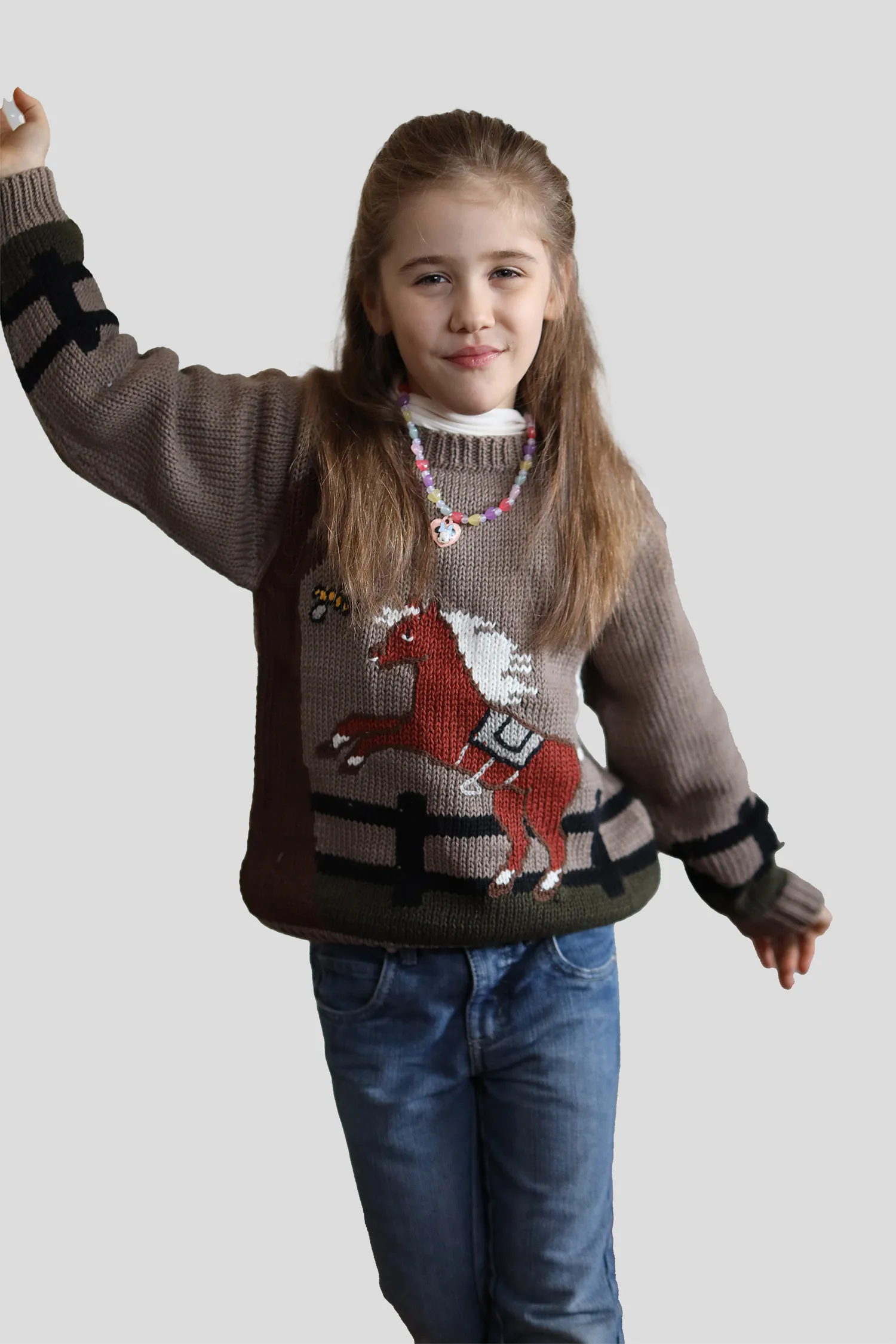 Kinder Strickpullover "Springendes Pferd" – Bild 3