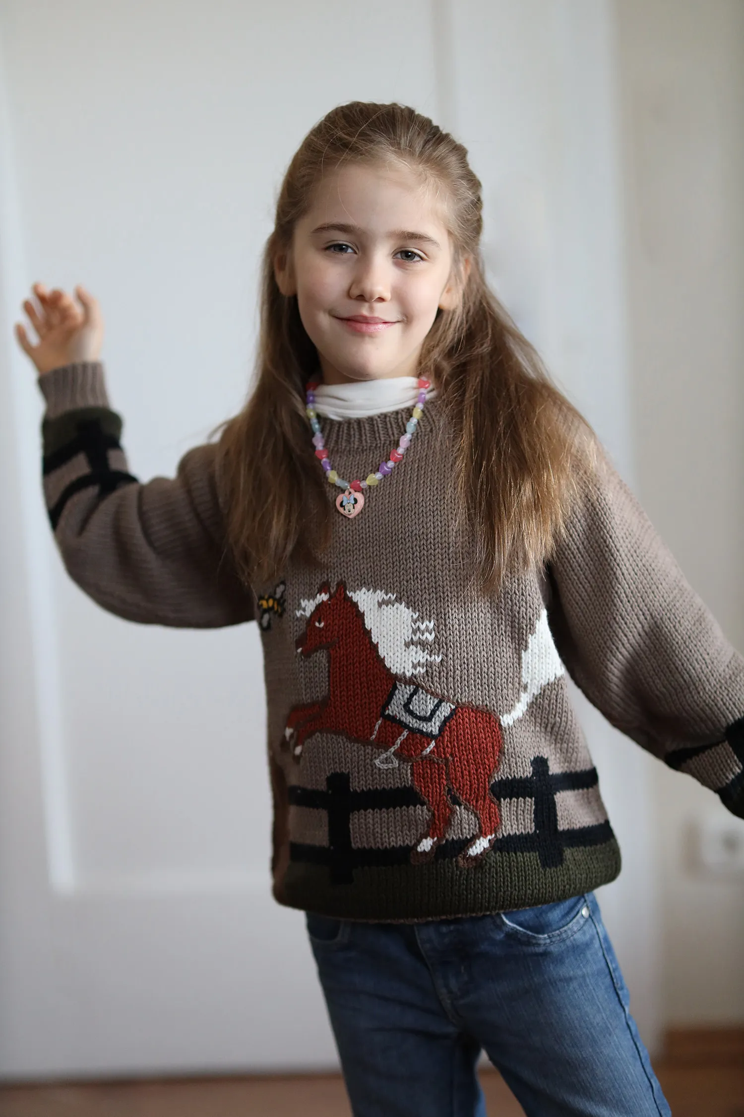 Kinder Strickpullover "Springendes Pferd" – Bild 5